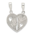 Sterling Silver Best Friends Break apart Heart, 20 x 9 mm