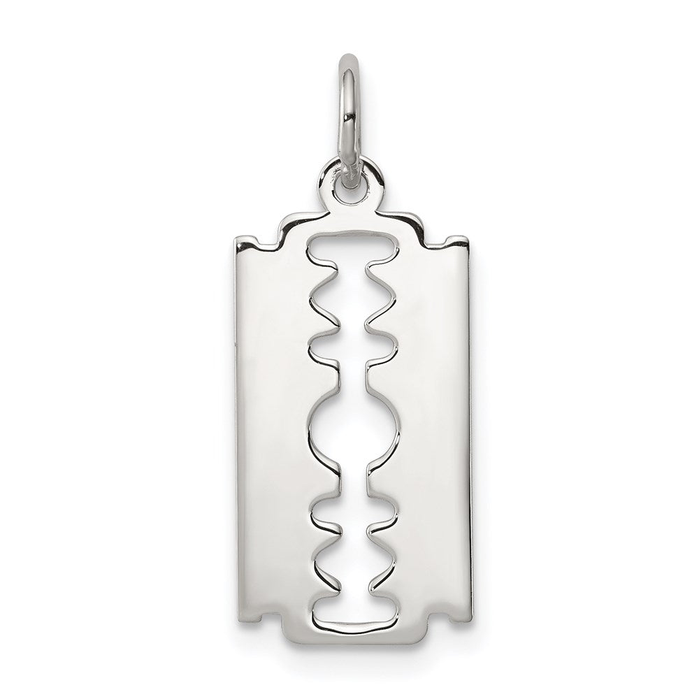 Sterling Silver Rhodium-plated Razor Blade Polished Charm, 20 x 9.5 mm
