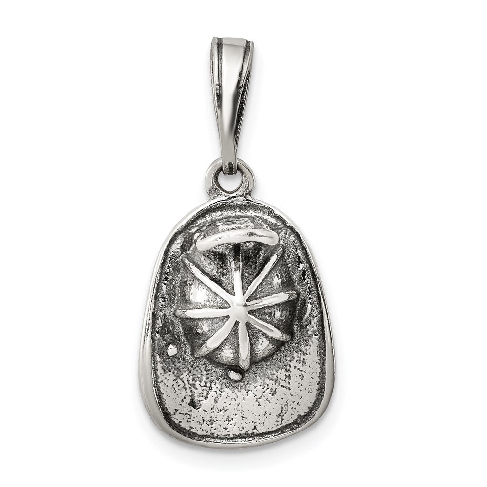 Sterling Silver Antiqued Fireman's Helmet Charm, 19 x 12 mm