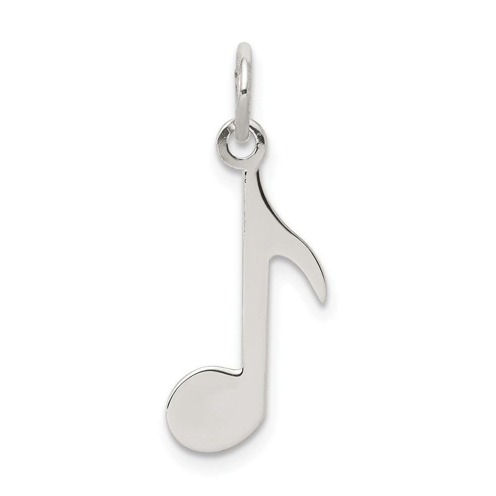 Sterling Silver Rhodium-plated Musical Note Polished Charm, 19 x 9.5 mm