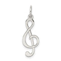 Sterling Silver Rhodium-plated Treble Clef Polished Charm, 20 x 9 mm