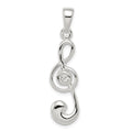 Sterling Silver Treble Clef Charm, 31 x 9 mm