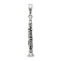 Sterling Silver Antiqued Clarinet Charm, 28 x 4 mm