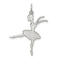 Sterling Silver Rhodium-plated Ballerina Polished Charm, 27 x 23 mm