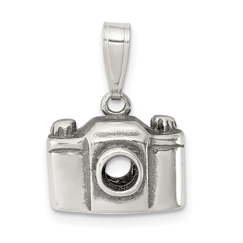 Sterling Silver Antiqued Camera Charm, 11 x 13 mm