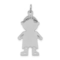 Sterling Silver Rhodium-plated Engravable Boy Polished Disc Charm, 32 x 16 mm