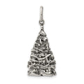 Sterling Silver Antiqued Christmas Tree Charm, 31 x 14 mm