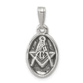Sterling Silver Antiqued Masonic Charm, 20 x 11.5 mm
