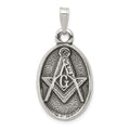 Sterling Silver Antiqued Masonic Pendant, 28 x 16 mm