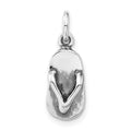 Sterling Silver 3-D Polished & Antiqued Sandal Charm, 20.5 x 7.3 mm