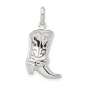 Sterling Silver Cowboy Boot Charm, 22 x 17 mm