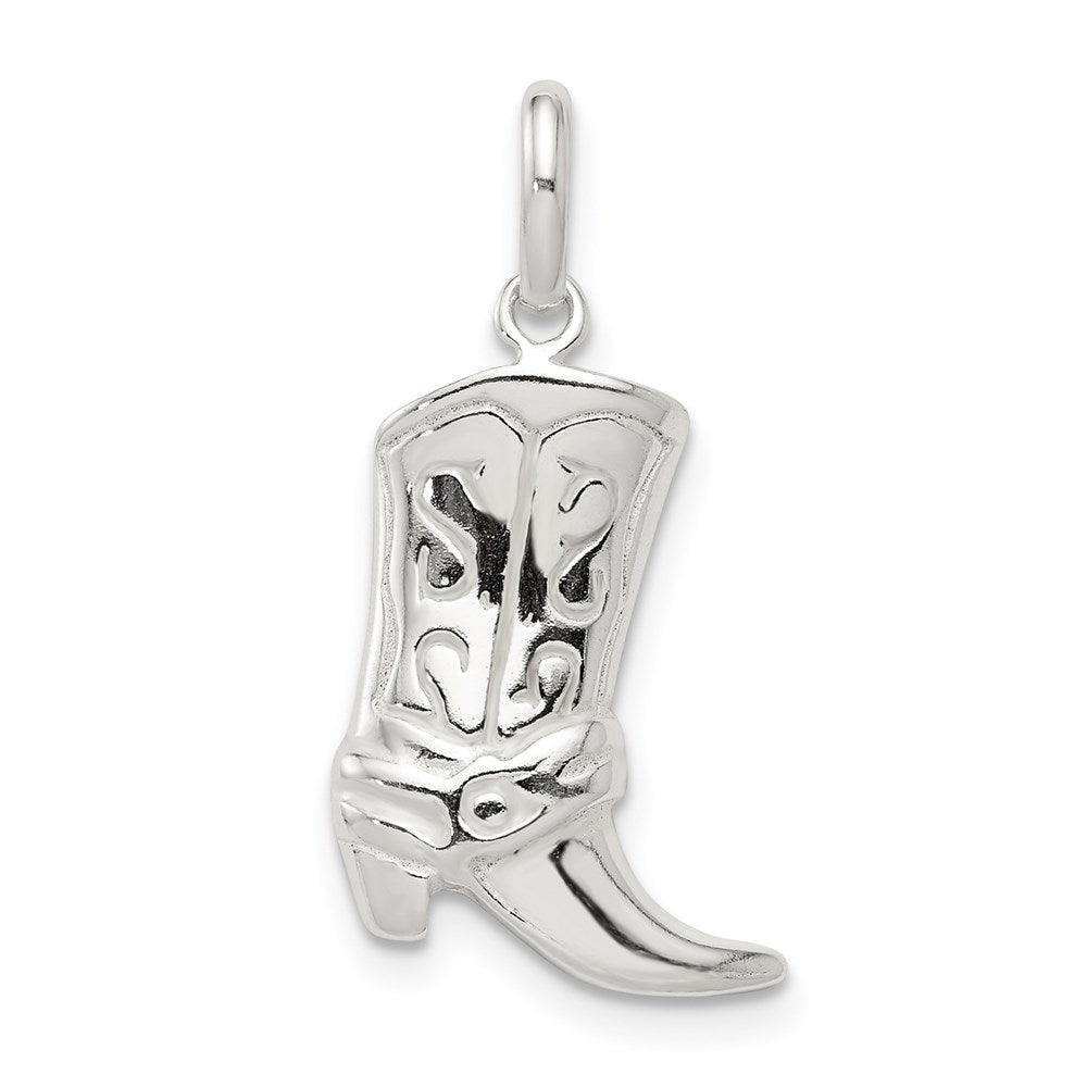 Sterling Silver Cowboy Boot Charm, 22 x 17 mm