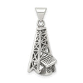 Sterling Silver Antiqued Oil Derrick Pendant, 23 x 12 mm