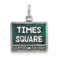 Sterling Silver Polished & Antiqued Marcasite Enameled Times Square Charm, 16 x 17 mm