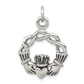 Sterling Silver Antiqued Claddagh Pendant, 29 x 21 mm
