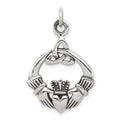 Sterling Silver Antiqued Claddagh Pendant, 33 x 22 mm