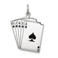 Sterling Silver Rhodium-plated Playing cards Polished Charm, 27 x 19 mm