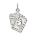 Sterling Silver Playing Card's Charm, 25 x 17 mm