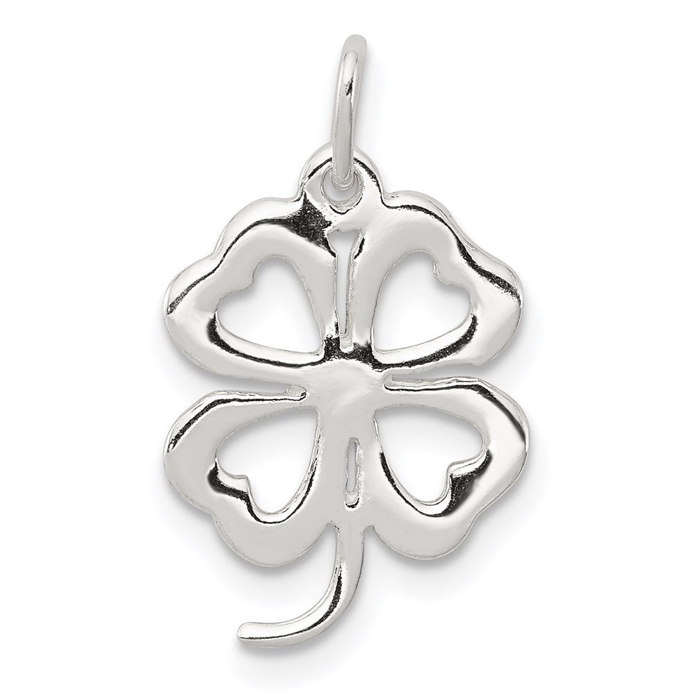 Sterling Silver 4-leaf Clover Charm, 19 x 13 mm