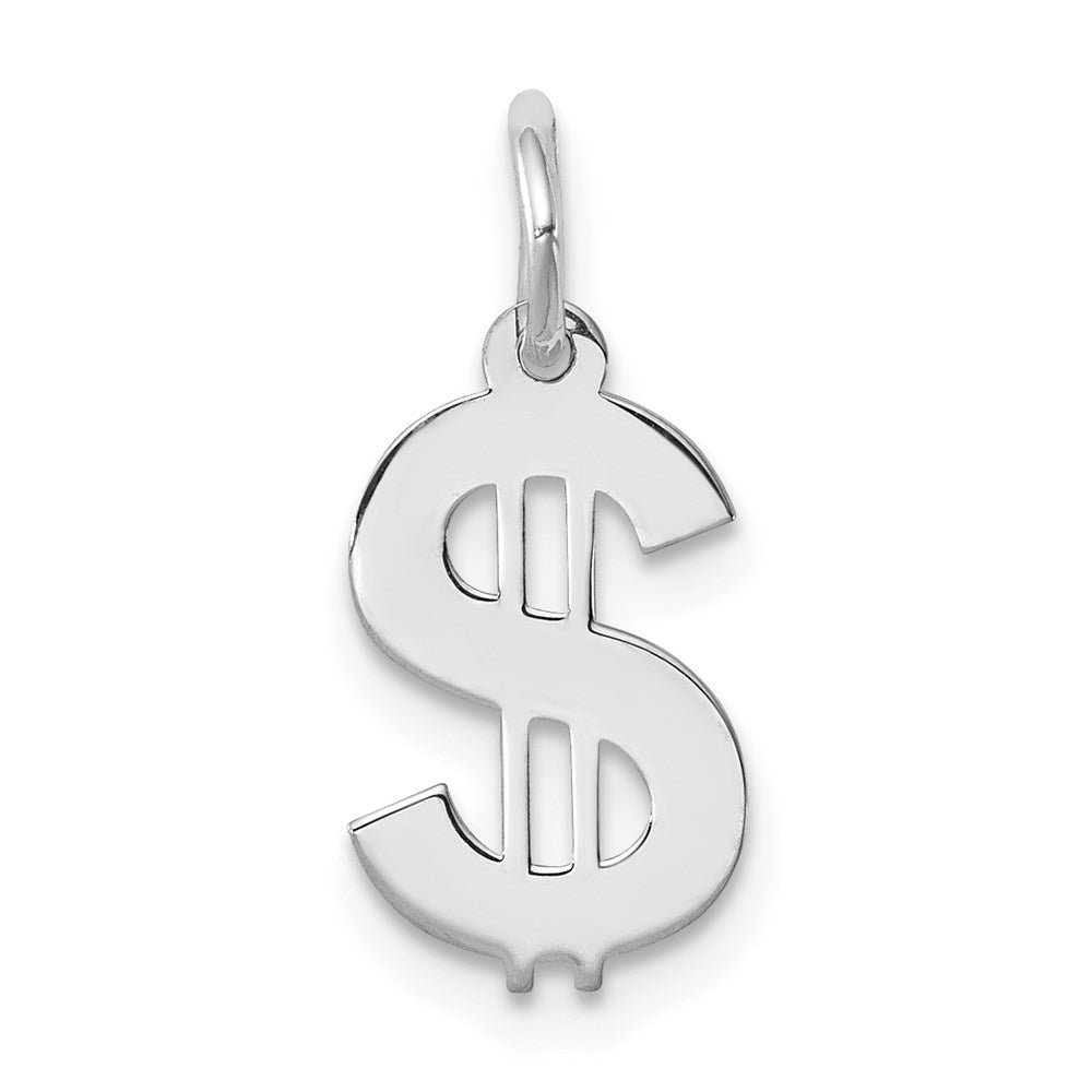 Sterling Silver Rhodium-plated Dollar Sign Polished, 17 x 8 mm