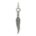 Sterling Silver Antiqued Feather Charm, 30 x 5 mm