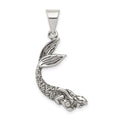 Sterling Silver Antiqued Mermaid Pendant, 35 x 16.5 mm
