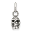 Sterling Silver Antiqued Skull Charm, 14 x 5 mm