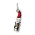 Sterling Silver Antiqued Enameled Lipstick Charm, 22 x 4 mm