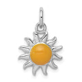 Sterling Silver Rhodium-plated Yellow Sun Charm, 20 x 14 mm