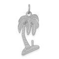 Sterling Silver Rhodium-plated Palm Tree Polished Charm, 25 x 13 mm