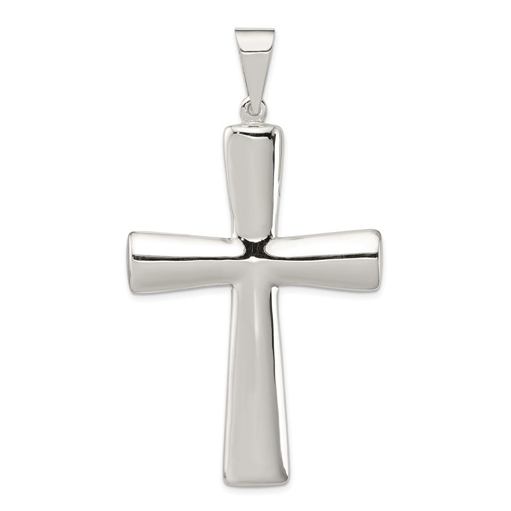 Sterling Silver Rhodium-plated Hollow Cross Pendant, 62 x 38 mm