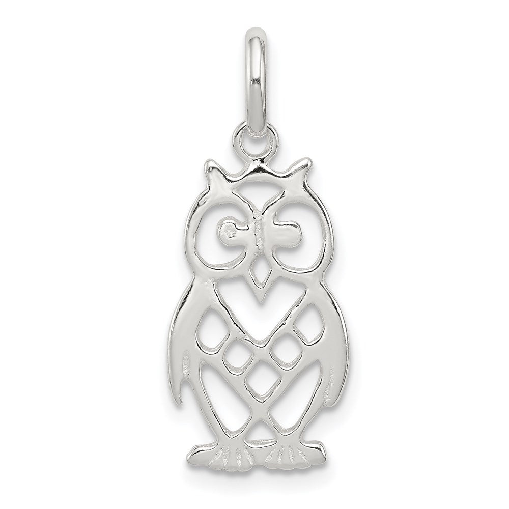 Sterling Silver Owl Charm, 21 x 11 mm