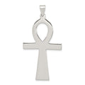 Sterling Silver Rhodium-plated Ankh Cross Pendant, 50 x 26 mm