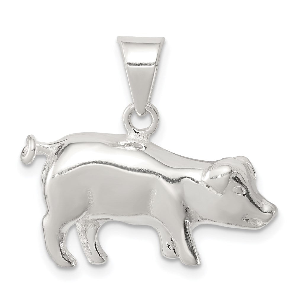 Sterling Silver Pig Charm, 15 x 24 mm