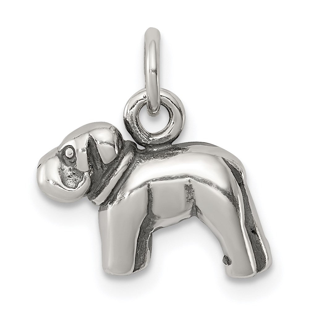 Sterling Silver Dog Charm, 11 x 12 mm