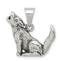 Sterling Silver Antiqued Wolf Charm, 19 x 21 mm