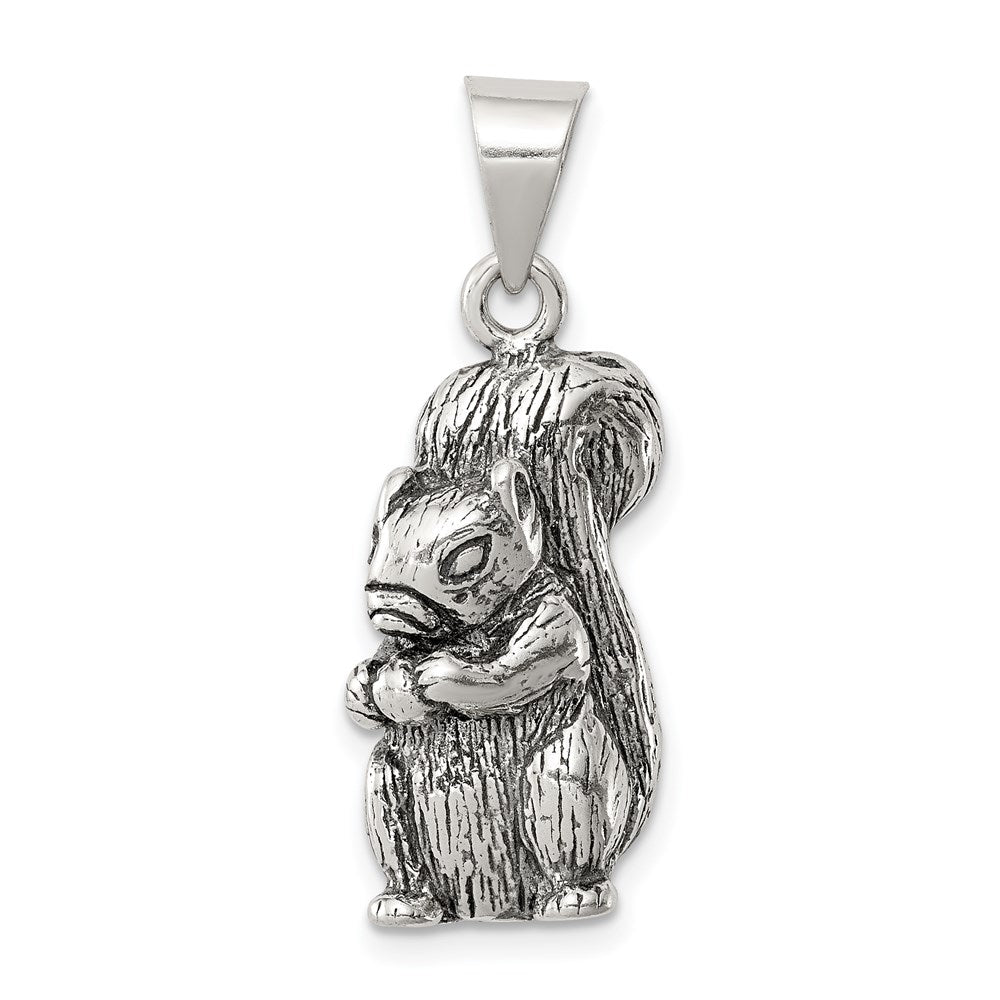 Sterling Silver Antiqued Squirrel Charm, 24 x 10 mm