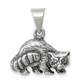Sterling Silver Antiqued Raccoon Charm, 14 x 19 mm