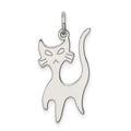 Sterling Silver Rhodium-plated Cat Charm, 23 x 15 mm