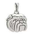 Sterling Silver Antiqued Bulldog Charm, 18 x 18 mm