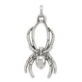 Sterling Silver Antiqued Spider Pendant, 37 x 17.5 mm