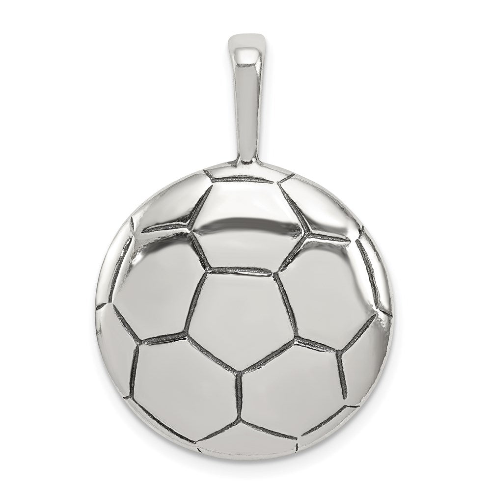 Sterling Silver Antiqued Soccer Ball Pendant, 33 x 22 mm