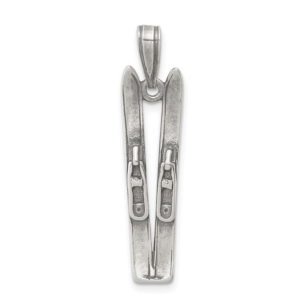 Sterling Silver Antiqued Ski's Charm, 25 x 9 mm