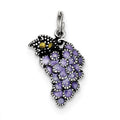 Sterling Silver Enameled Purple Grape Charm, 17 x 12 mm
