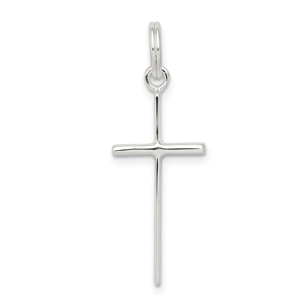 Sterling Silver Rhodium-plated Latin Cross Charm, 27 x 12 mm