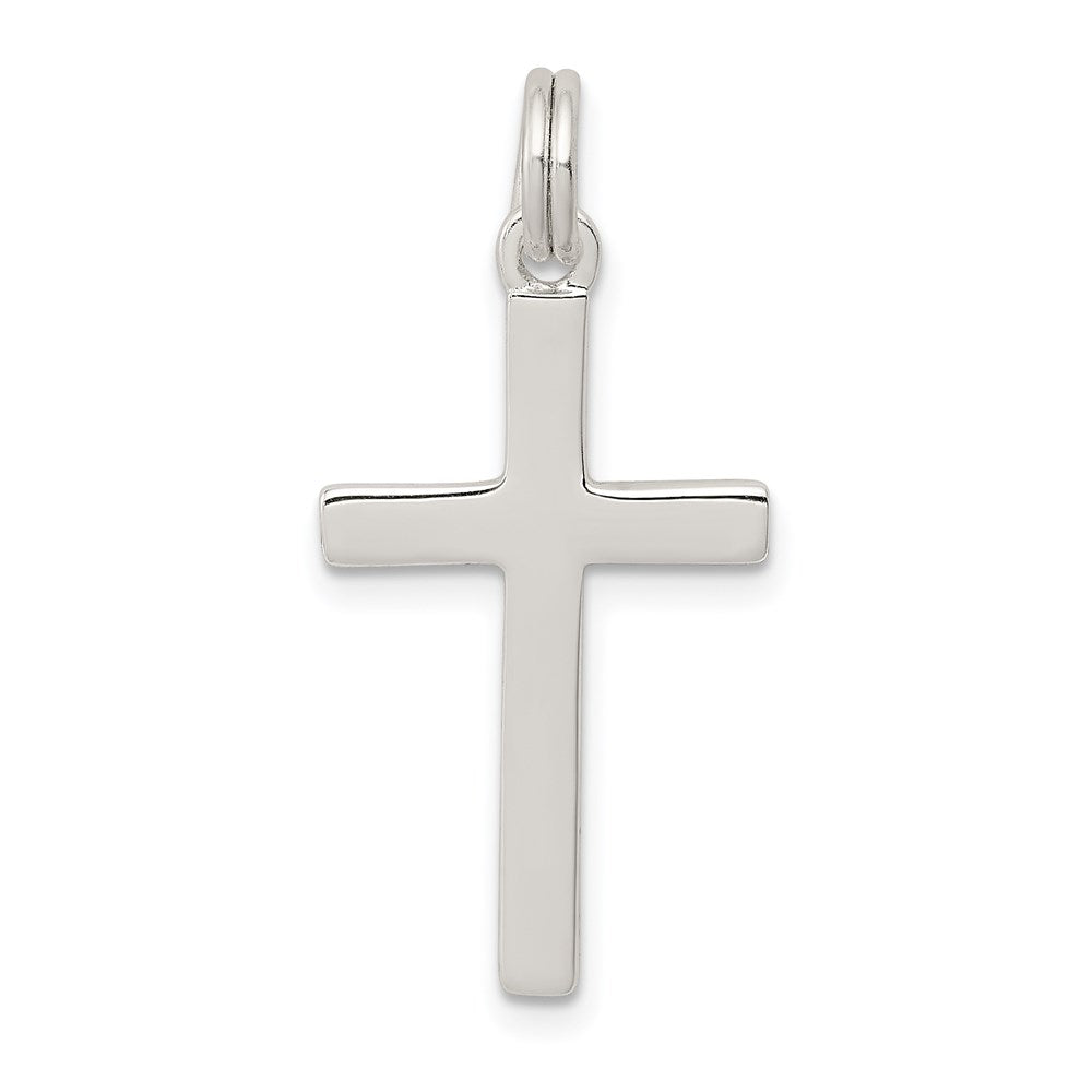 Sterling Silver Rhodium-plated Polished Cross Pendant, 23 x 14 mm