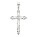 Sterling Silver Rhodium-plated CZ Cross Pendant, 40 x 21 mm