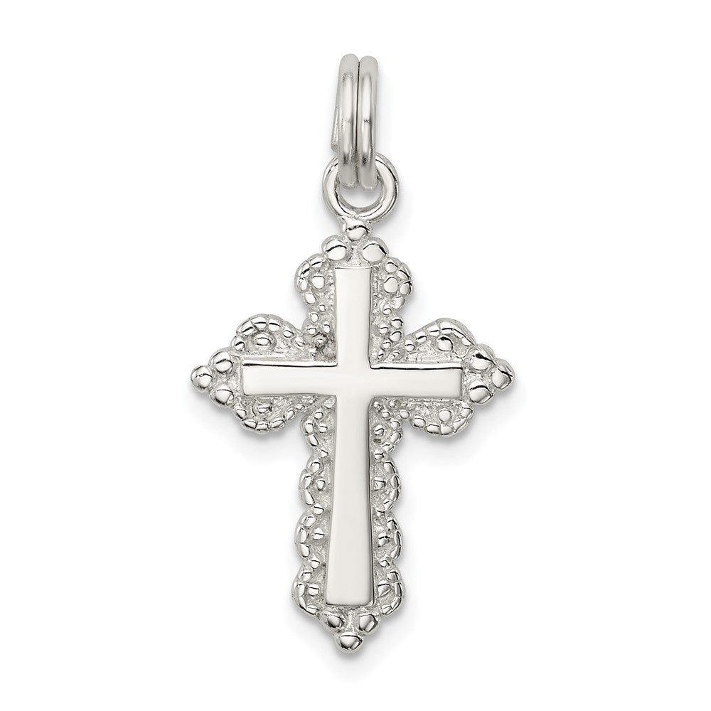 Sterling Silver Rhodium-plated Cross Charm, 24 x 14 mm