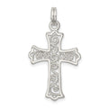 Sterling Silver Rhodium-plated Filigree Cross Charm, 27 x 17 mm