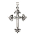 Sterling Silver Fleur De Lis Cross Pendant, 43 x 25 mm